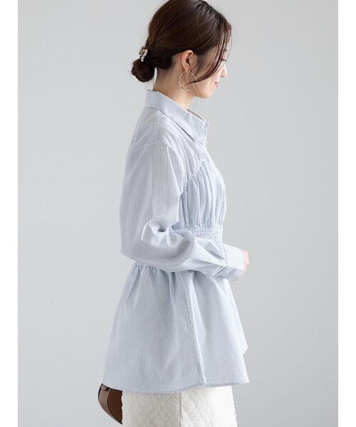 Te chichi（テチチ）の「ペプラムシャーリングシャツ（シャツ/ブラウス・レディース・オフホワイト/サックスブルー/ホワイト・F）」の14枚目の写真