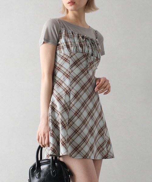 SpRay（スプレイ）の「チェックミニキャミワンピース（ワンピース・レディース・ブラック/サックスブルー/レンガ・FREE）」の20枚目の写真
