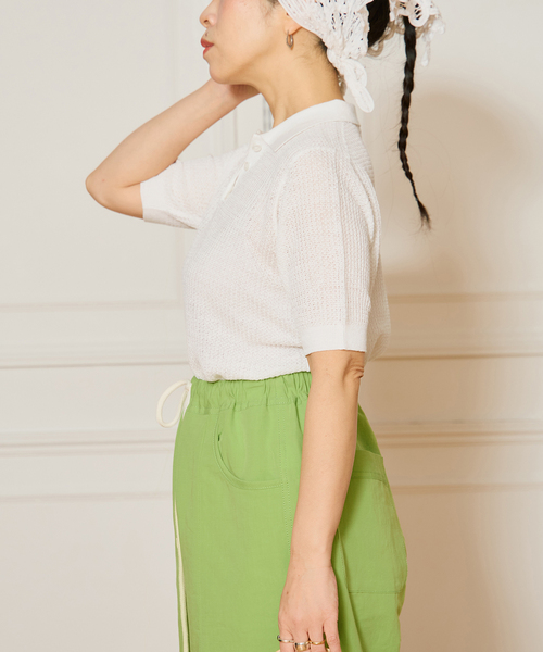 セール】IENA LA BOUCLE Linen ワッフルニットポロシャツ