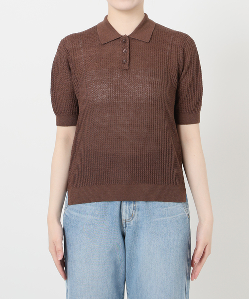 ポロシャツ ポロ IENA LA BOUCLE Linen ワッフルニットポロシャツ レディース IENA LA BOUCLE Linen ワッフルニットポロシャツ（ニット