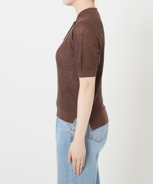 ポロシャツ ポロ IENA LA BOUCLE Linen ワッフルニットポロシャツ レディース IENA LA BOUCLE Linen ワッフルニットポロシャツ（ニット