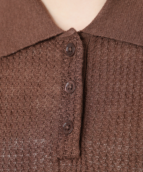 ポロシャツ ポロ IENA LA BOUCLE Linen ワッフルニットポロシャツ レディース IENA LA BOUCLE Linen ワッフルニットポロシャツ（ニット