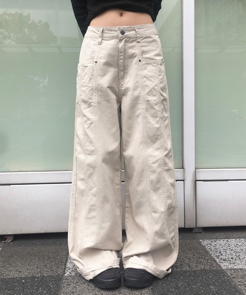 A/M] コットン切替ワイドパンツ（その他パンツ）｜anyonemore