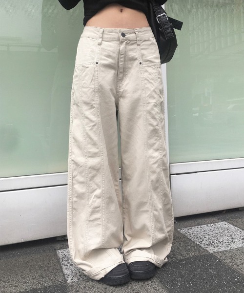 anyonemore コットン切替ワイドパンツ anyonemore パンツ 「A/M」 コットン切替ワイドパンツ