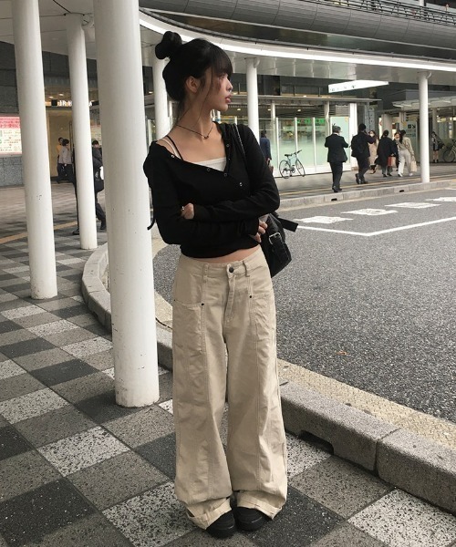セール】[A/M] コットン切替ワイドパンツ（その他パンツ