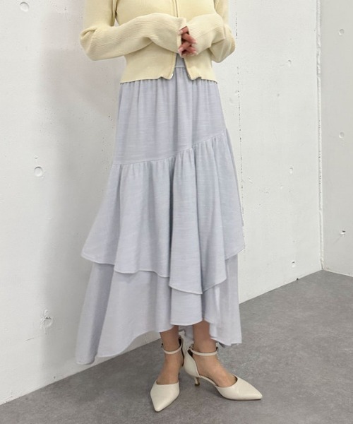 archives（アルシーヴ）の「段ティアードイレヘムスカート（スカート・レディース・ブラック/オフホワイト/グレー・MEDIUM）」の3枚目の写真