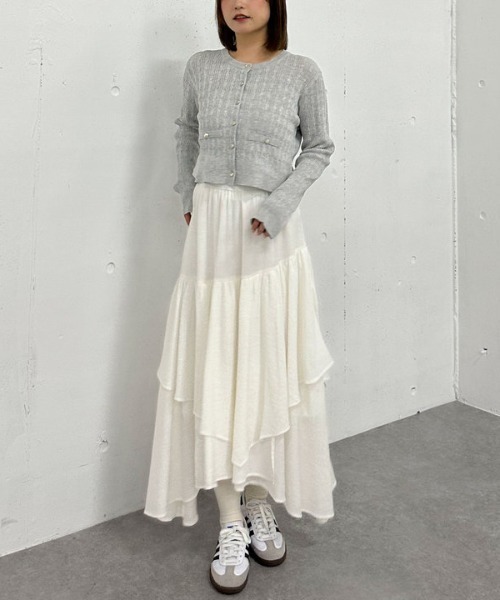 archives（アルシーヴ）の「段ティアードイレヘムスカート（スカート・レディース・ブラック/オフホワイト/グレー・MEDIUM）」の7枚目の写真