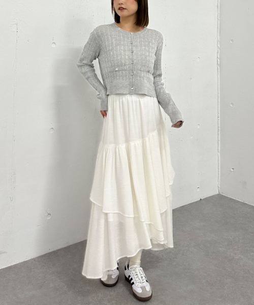 archives（アルシーヴ）の「段ティアードイレヘムスカート（スカート・レディース・ブラック/オフホワイト/グレー・MEDIUM）」の8枚目の写真