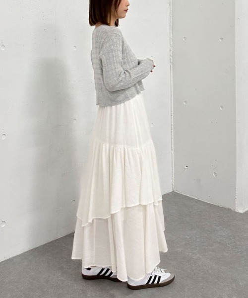 archives（アルシーヴ）の「段ティアードイレヘムスカート（スカート・レディース・ブラック/オフホワイト/グレー・MEDIUM）」の9枚目の写真