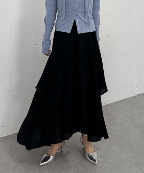 archives（アルシーヴ）の「段ティアードイレヘムスカート（スカート・レディース・ブラック/オフホワイト/グレー・MEDIUM）」の11枚目の写真