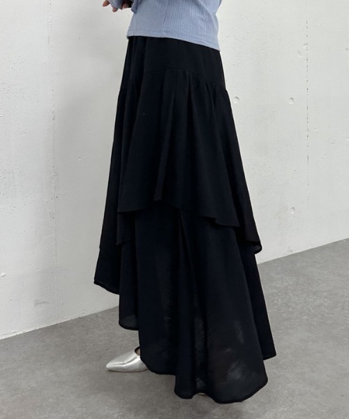 archives（アルシーヴ）の「段ティアードイレヘムスカート（スカート・レディース・ブラック/オフホワイト/グレー・MEDIUM）」の13枚目の写真