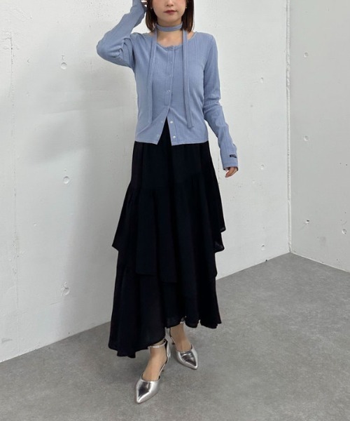 archives（アルシーヴ）の「段ティアードイレヘムスカート（スカート・レディース・ブラック/オフホワイト/グレー・MEDIUM）」の15枚目の写真