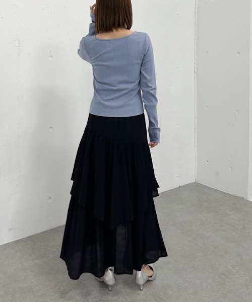 archives（アルシーヴ）の「段ティアードイレヘムスカート（スカート・レディース・ブラック/オフホワイト/グレー・MEDIUM）」の18枚目の写真