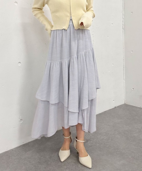 archives（アルシーヴ）の「段ティアードイレヘムスカート（スカート・レディース・ブラック/オフホワイト/グレー・MEDIUM）」の19枚目の写真