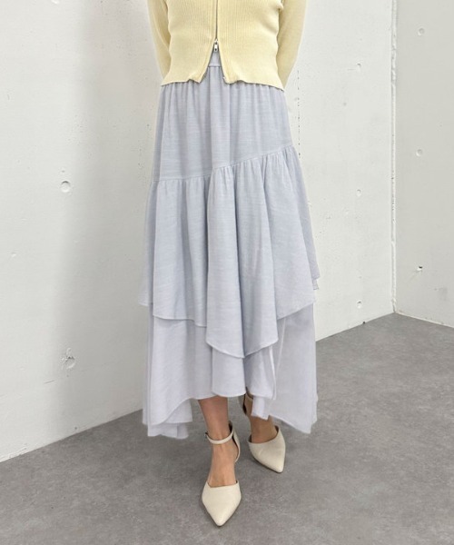 archives（アルシーヴ）の「段ティアードイレヘムスカート（スカート・レディース・ブラック/オフホワイト/グレー・MEDIUM）」の21枚目の写真