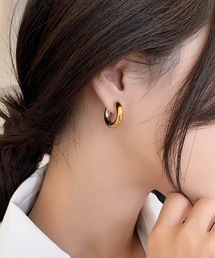 a96 バイカラー クロスフープピアス K18WGP 18金コート お洒落 VALUABLE