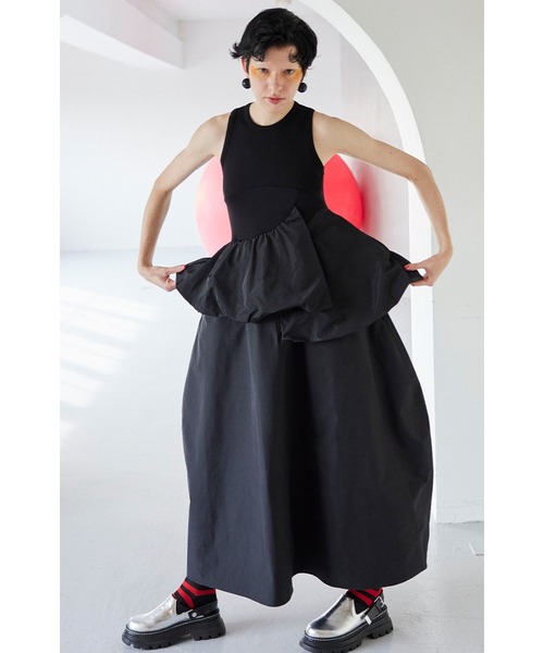 OMMO BALLOON PEPLUM LAYERED OP ワンピース 38 BALLOON PEPLUM LAYERED OP（ワンピース）｜OMMO（オーエム