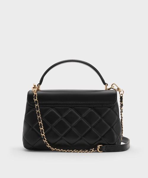 CHARLES & KEITH（チャールズ & キース）の「Alva アルヴァ キルトチェーンストラップトップハンドルバッグ（ハンドバッグ・レディース・ブルーグラス/クリーム/ブラック・S）」の10枚目の写真