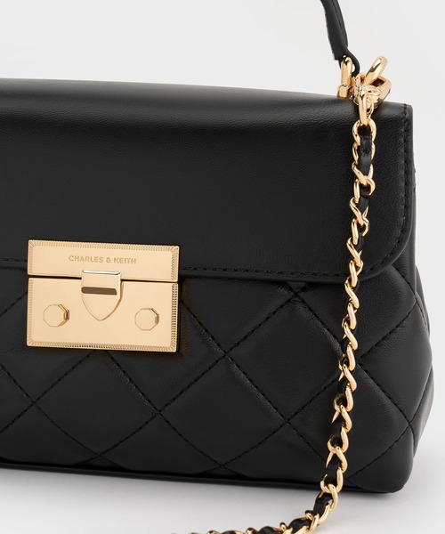 CHARLES & KEITH（チャールズ & キース）の「Alva アルヴァ キルトチェーンストラップトップハンドルバッグ（ハンドバッグ・レディース・ブルーグラス/クリーム/ブラック・S）」の11枚目の写真