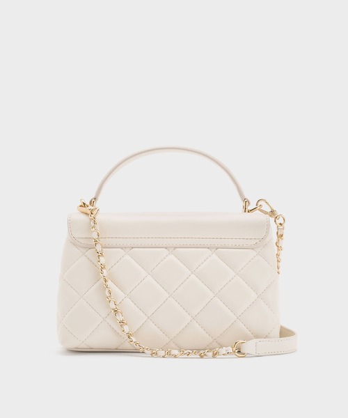 CHARLES & KEITH（チャールズ & キース）の「Alva アルヴァ キルトチェーンストラップトップハンドルバッグ（ハンドバッグ・レディース・ブルーグラス/クリーム/ブラック・S）」の15枚目の写真