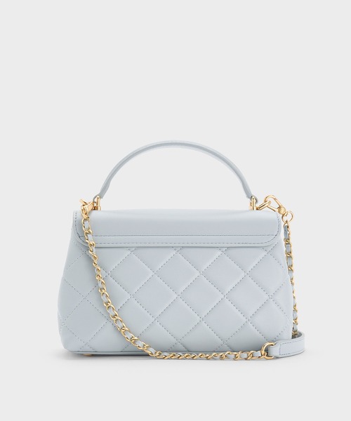 CHARLES & KEITH（チャールズ & キース）の「Alva アルヴァ キルトチェーンストラップトップハンドルバッグ（ハンドバッグ・レディース・ブルーグラス/クリーム/ブラック・S）」の5枚目の写真