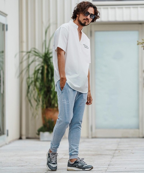 1minute 1second(ワンミニットワンセカンド)の「mp13513-knit denim embroidery easy pants ニットデニムイージーパンツ(その他パンツ・メンズ・ブルー系その他/ライトインディゴブルー・S/M/L/XL)」の6枚目の写真