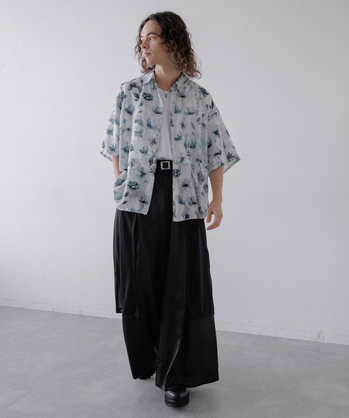 HARE(ハレ)の「ジャガードフラワーシアーガラシャツSS(HARE)(シャツ/ブラウス・メンズ・ブラック/ホワイト/グリーン/パープル/ブルー・SMALL/MEDIUM)」の7枚目の写真