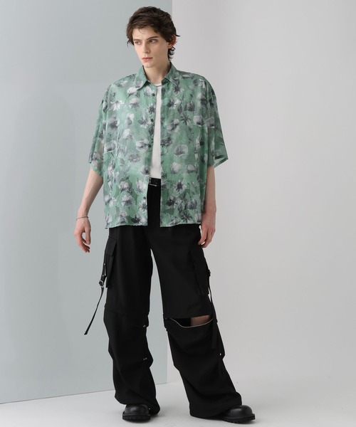 HARE(ハレ)の「ジャガードフラワーシアーガラシャツSS(HARE)(シャツ/ブラウス・メンズ・ブラック/ホワイト/グリーン/パープル/ブルー・SMALL/MEDIUM)」の16枚目の写真