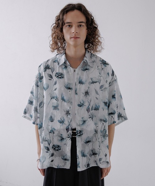 HARE(ハレ)の「ジャガードフラワーシアーガラシャツSS(HARE)(シャツ/ブラウス・メンズ・ブラック/ホワイト/グリーン/パープル/ブルー・SMALL/MEDIUM)」の18枚目の写真