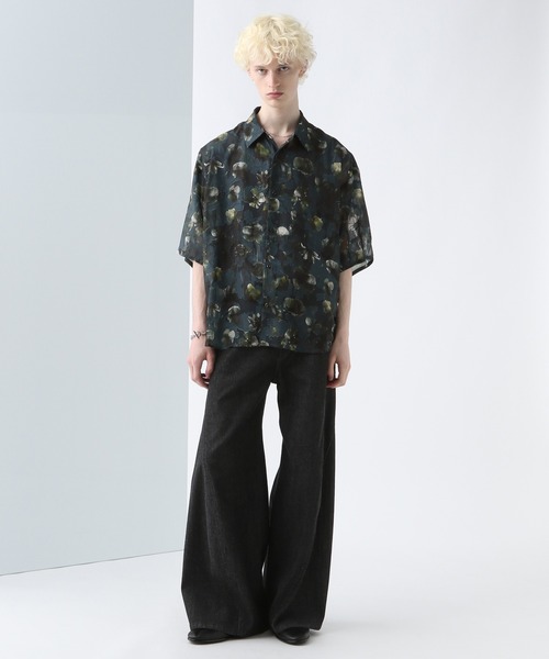 セール】ジャガードフラワーシアーガラシャツSS(HARE)（シャツ