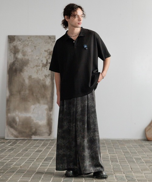 HARE(ハレ)の「フラワータグデザインポロ(HARE)(ポロシャツ・メンズ・ホワイト/グリーン/ブラック・FREE)」の4枚目の写真