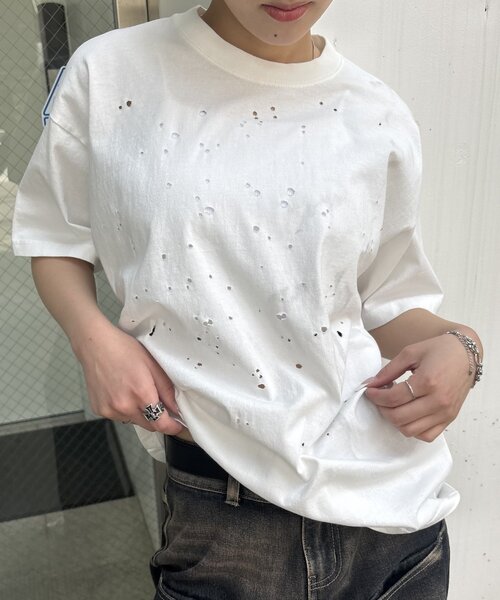 Sourcream(サワークリーム)の「【Sourcream/サワークリーム】FADEダメージリバーシブルTEE(Tシャツ/カットソー・レディース・ブラック/ホワイト/グレー・LARGE/MEDIUM)」の1枚目の写真