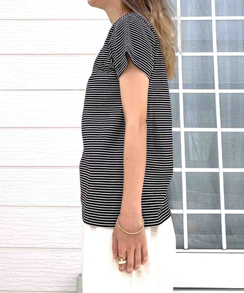 Q(キュー)の「バックネックレタードT(Tシャツ/カットソー・レディース・ピンク系/アイボリー/ブラック系・MEDIUM)」の5枚目の写真