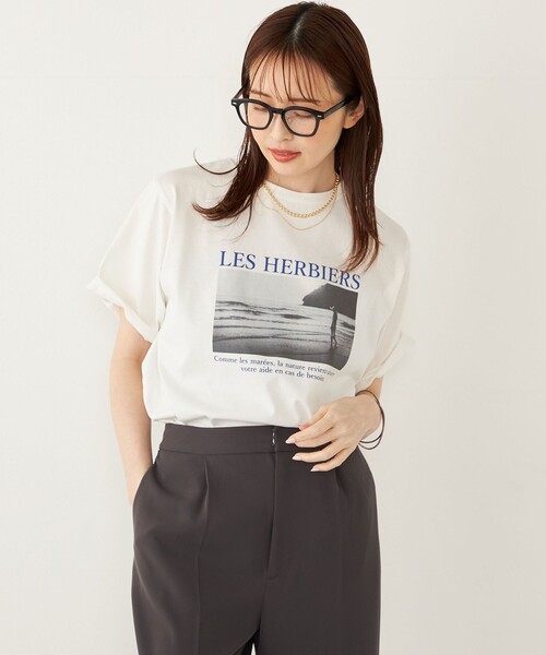 SHIPS Colors:〈接触冷感・UVカット〉サンセット フォト Tシャツ