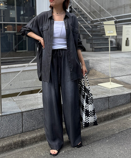 RIVE DROITE（リヴドロワ）の「【セットアップ可】ドレーピーデニムワイドパンツ（その他パンツ・レディース・サックスブルー/ブラック・36/38）」の17枚目の写真