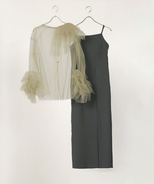 セール】アシンメトリーデザイン チュール トップス キャミワンピース