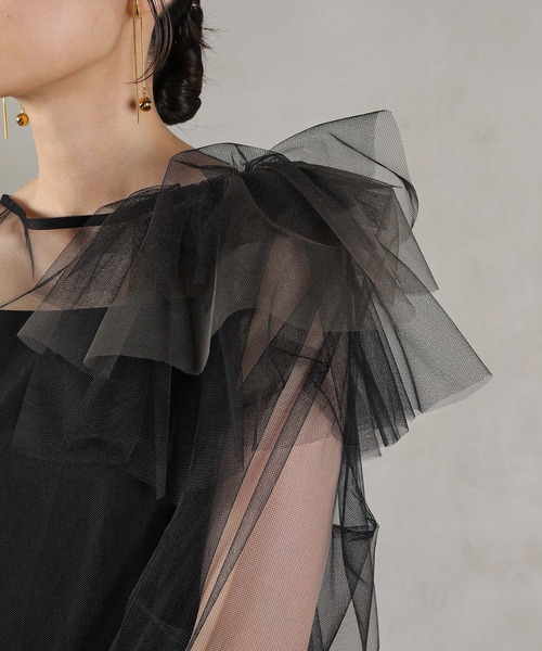 セール】アシンメトリーデザイン チュール トップス キャミワンピース