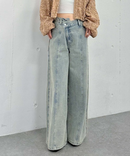 archives（アルシーヴ）の「’クロスベルトカラーワイドデニム’（デニムパンツ・レディース・サックスブルー/アイボリー/ピンク・MEDIUM/SMALL）」の20枚目の写真