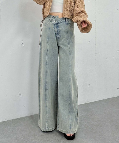 archives（アルシーヴ）の「’クロスベルトカラーワイドデニム’（デニムパンツ・レディース・サックスブルー/アイボリー/ピンク・MEDIUM/SMALL）」の19枚目の写真