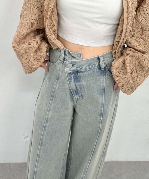 archives（アルシーヴ）の「’クロスベルトカラーワイドデニム’（デニムパンツ・レディース・サックスブルー/アイボリー/ピンク・MEDIUM/SMALL）」の17枚目の写真