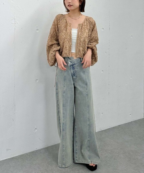 archives（アルシーヴ）の「’クロスベルトカラーワイドデニム’（デニムパンツ・レディース・サックスブルー/アイボリー/ピンク・MEDIUM/SMALL）」の15枚目の写真