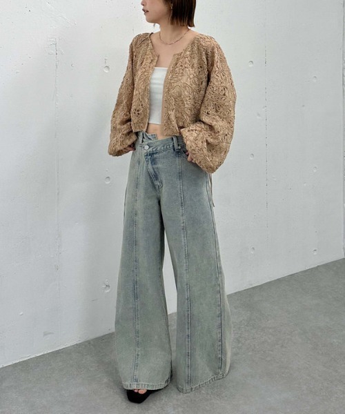 archives（アルシーヴ）の「’クロスベルトカラーワイドデニム’（デニムパンツ・レディース・サックスブルー/アイボリー/ピンク・MEDIUM/SMALL）」の14枚目の写真