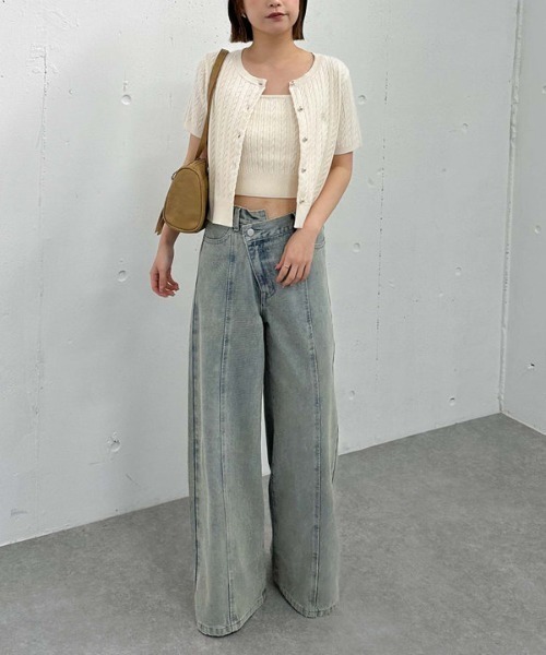 archives（アルシーヴ）の「’クロスベルトカラーワイドデニム’（デニムパンツ・レディース・サックスブルー/アイボリー/ピンク・MEDIUM/SMALL）」の13枚目の写真