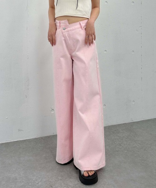archives（アルシーヴ）の「’クロスベルトカラーワイドデニム’（デニムパンツ・レディース・サックスブルー/アイボリー/ピンク・MEDIUM/SMALL）」の10枚目の写真