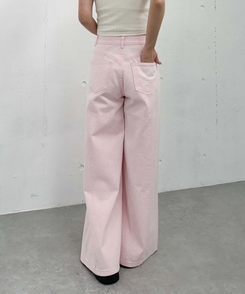 archives（アルシーヴ）の「’クロスベルトカラーワイドデニム’（デニムパンツ・レディース・サックスブルー/アイボリー/ピンク・MEDIUM/SMALL）」の8枚目の写真