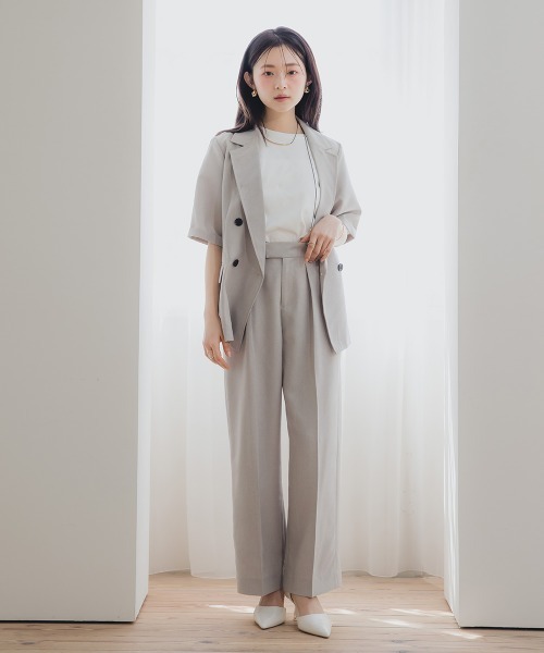 Petitjo（プッチージョ）の「小さいサイズ　麻調インタックワイドパンツ　低身長さん・小柄女性（その他パンツ・レディース・グレー/ベージュ・PS/PM/PL/PSS）」の3枚目の写真