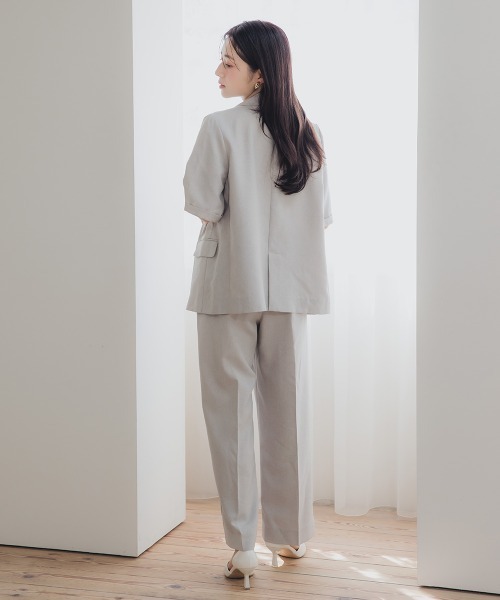 Petitjo（プッチージョ）の「小さいサイズ　麻調インタックワイドパンツ　低身長さん・小柄女性（その他パンツ・レディース・グレー/ベージュ・PS/PM/PL/PSS）」の4枚目の写真