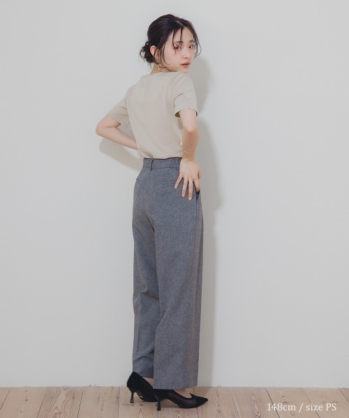 Petitjo（プッチージョ）の「小さいサイズ　麻調インタックワイドパンツ　低身長さん・小柄女性（その他パンツ・レディース・グレー/ベージュ・PS/PM/PL/PSS）」の10枚目の写真