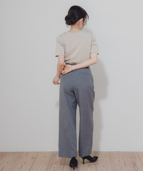 セール】小さいサイズ 麻調インタックワイドパンツ 低身長さん
