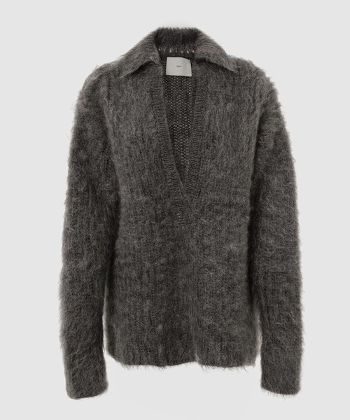 TAN(タン)の「MOHAIR ALPACA OPEN COLLAR TOP(ニット/セーター・レディース・ブラック/その他・FREE)」の2枚目の写真